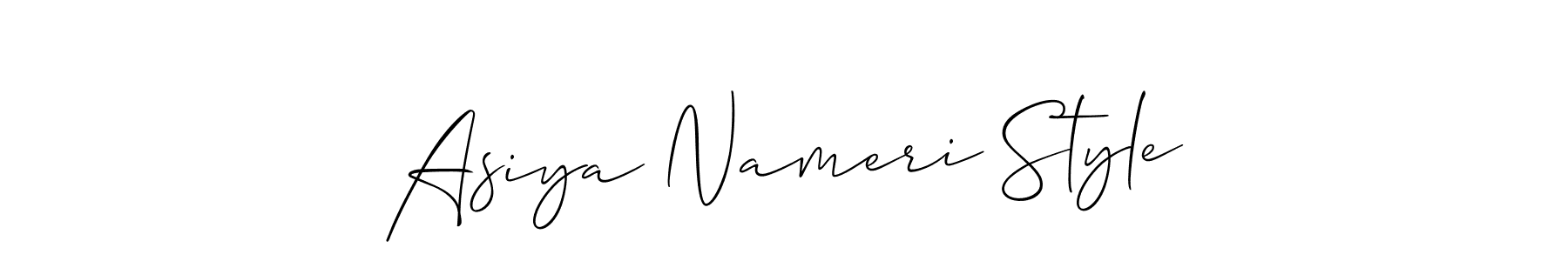 Make a short Asiya Nameri Style signature style. Manage your documents anywhere anytime using Allison_Script. Create and add eSignatures, submit forms, share and send files easily. Asiya Nameri Style signature style 2 images and pictures png