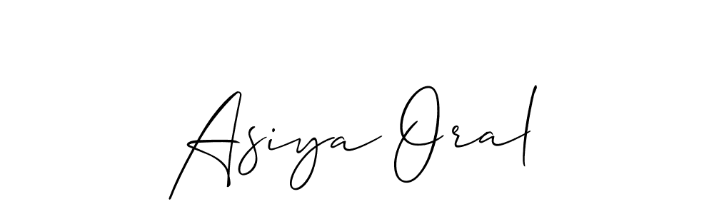 Use a signature maker to create a handwritten signature online. With this signature software, you can design (Allison_Script) your own signature for name Asiya Oral. Asiya Oral signature style 2 images and pictures png