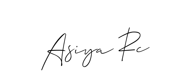 Make a beautiful signature design for name Asiya Rc. With this signature (Allison_Script) style, you can create a handwritten signature for free. Asiya Rc signature style 2 images and pictures png