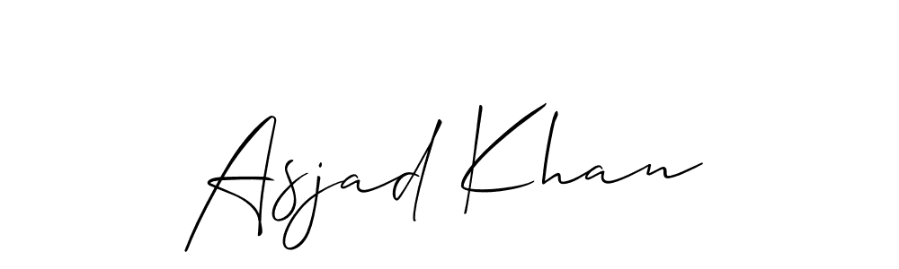 You should practise on your own different ways (Allison_Script) to write your name (Asjad Khan) in signature. don't let someone else do it for you. Asjad Khan signature style 2 images and pictures png