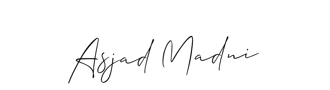 Make a beautiful signature design for name Asjad Madni. With this signature (Allison_Script) style, you can create a handwritten signature for free. Asjad Madni signature style 2 images and pictures png