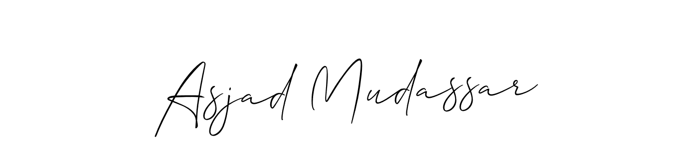 Make a beautiful signature design for name Asjad Mudassar. With this signature (Allison_Script) style, you can create a handwritten signature for free. Asjad Mudassar signature style 2 images and pictures png