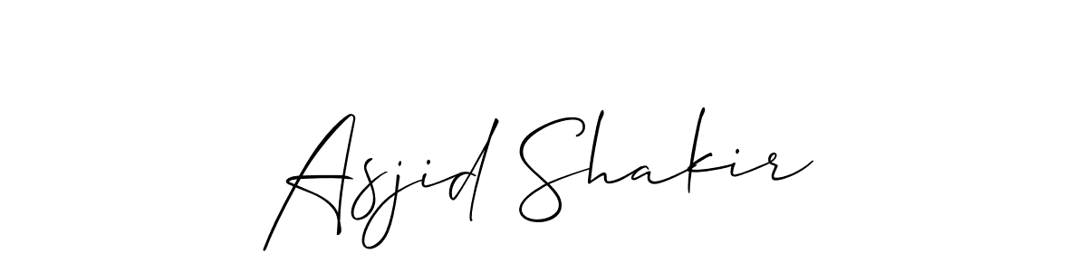 The best way (Allison_Script) to make a short signature is to pick only two or three words in your name. The name Asjid Shakir include a total of six letters. For converting this name. Asjid Shakir signature style 2 images and pictures png