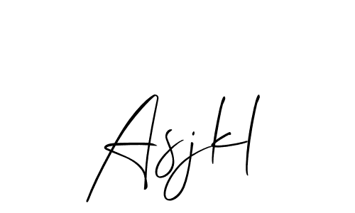The best way (Allison_Script) to make a short signature is to pick only two or three words in your name. The name Asjkl include a total of six letters. For converting this name. Asjkl signature style 2 images and pictures png
