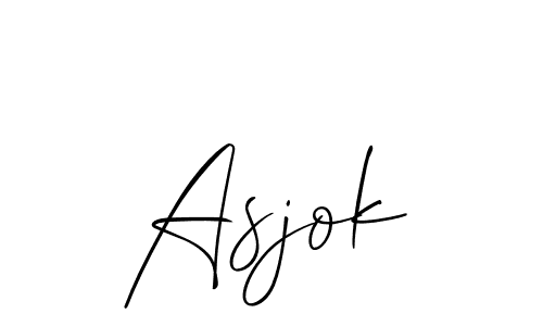 The best way (Allison_Script) to make a short signature is to pick only two or three words in your name. The name Asjok include a total of six letters. For converting this name. Asjok signature style 2 images and pictures png