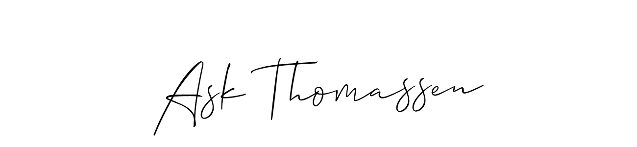 Make a short Ask Thomassen signature style. Manage your documents anywhere anytime using Allison_Script. Create and add eSignatures, submit forms, share and send files easily. Ask Thomassen signature style 2 images and pictures png