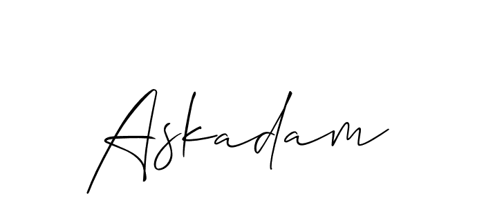 It looks lik you need a new signature style for name Askadam. Design unique handwritten (Allison_Script) signature with our free signature maker in just a few clicks. Askadam signature style 2 images and pictures png