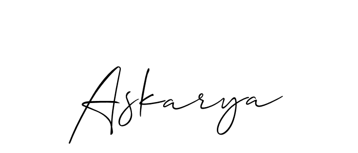 Create a beautiful signature design for name Askarya. With this signature (Allison_Script) fonts, you can make a handwritten signature for free. Askarya signature style 2 images and pictures png