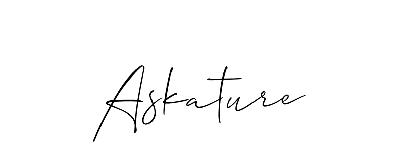 The best way (Allison_Script) to make a short signature is to pick only two or three words in your name. The name Askature include a total of six letters. For converting this name. Askature signature style 2 images and pictures png