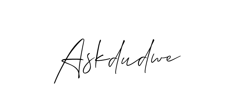 Similarly Allison_Script is the best handwritten signature design. Signature creator online .You can use it as an online autograph creator for name Askdudwe. Askdudwe signature style 2 images and pictures png