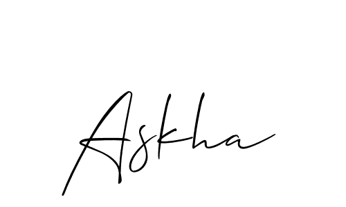 Similarly Allison_Script is the best handwritten signature design. Signature creator online .You can use it as an online autograph creator for name Askha. Askha signature style 2 images and pictures png