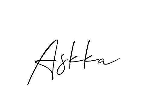 Also You can easily find your signature by using the search form. We will create Askka name handwritten signature images for you free of cost using Allison_Script sign style. Askka signature style 2 images and pictures png