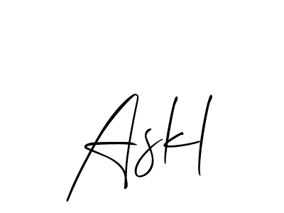 Make a beautiful signature design for name Askl. With this signature (Allison_Script) style, you can create a handwritten signature for free. Askl signature style 2 images and pictures png