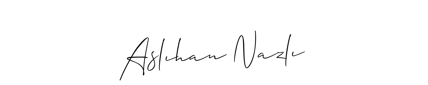 Also we have Aslıhan Nazlı name is the best signature style. Create professional handwritten signature collection using Allison_Script autograph style. Aslıhan Nazlı signature style 2 images and pictures png