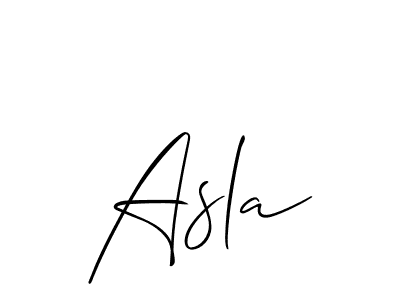 Allison_Script is a professional signature style that is perfect for those who want to add a touch of class to their signature. It is also a great choice for those who want to make their signature more unique. Get Asla name to fancy signature for free. Asla signature style 2 images and pictures png