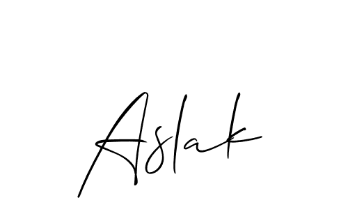 Also we have Aslak name is the best signature style. Create professional handwritten signature collection using Allison_Script autograph style. Aslak signature style 2 images and pictures png