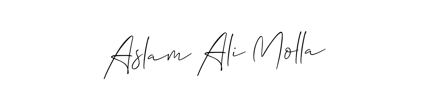 You should practise on your own different ways (Allison_Script) to write your name (Aslam Ali Molla) in signature. don't let someone else do it for you. Aslam Ali Molla signature style 2 images and pictures png
