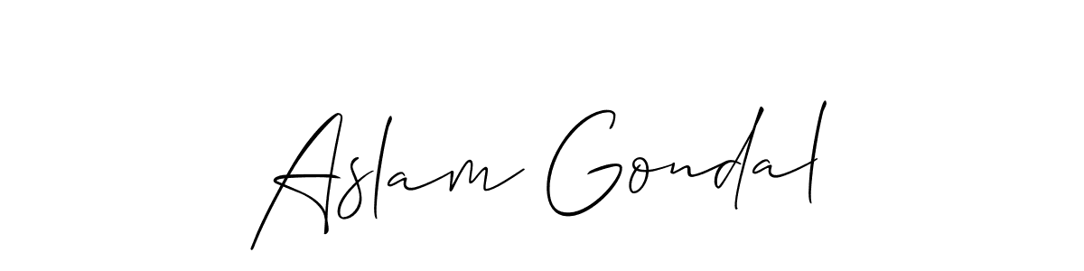 Also we have Aslam Gondal name is the best signature style. Create professional handwritten signature collection using Allison_Script autograph style. Aslam Gondal signature style 2 images and pictures png