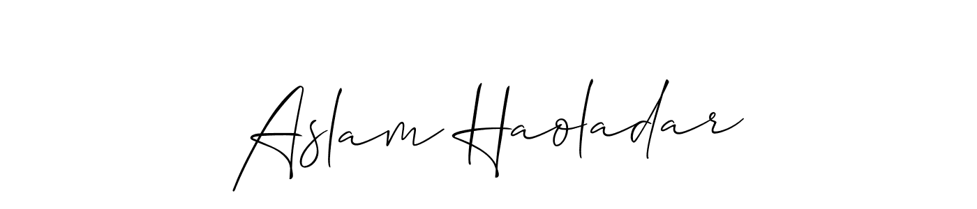 Aslam Haoladar stylish signature style. Best Handwritten Sign (Allison_Script) for my name. Handwritten Signature Collection Ideas for my name Aslam Haoladar. Aslam Haoladar signature style 2 images and pictures png