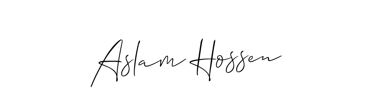 It looks lik you need a new signature style for name Aslam Hossen. Design unique handwritten (Allison_Script) signature with our free signature maker in just a few clicks. Aslam Hossen signature style 2 images and pictures png