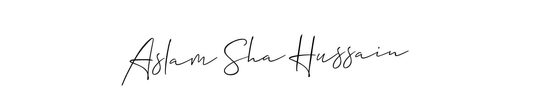 How to make Aslam Sha Hussain name signature. Use Allison_Script style for creating short signs online. This is the latest handwritten sign. Aslam Sha Hussain signature style 2 images and pictures png