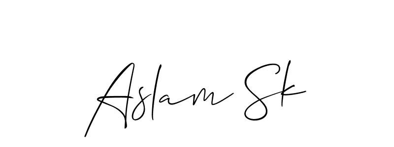 Create a beautiful signature design for name Aslam Sk. With this signature (Allison_Script) fonts, you can make a handwritten signature for free. Aslam Sk signature style 2 images and pictures png