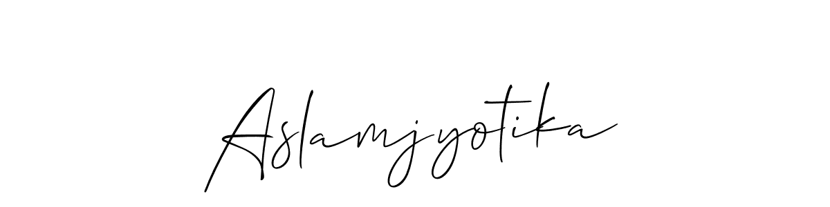 You can use this online signature creator to create a handwritten signature for the name Aslamjyotika. This is the best online autograph maker. Aslamjyotika signature style 2 images and pictures png