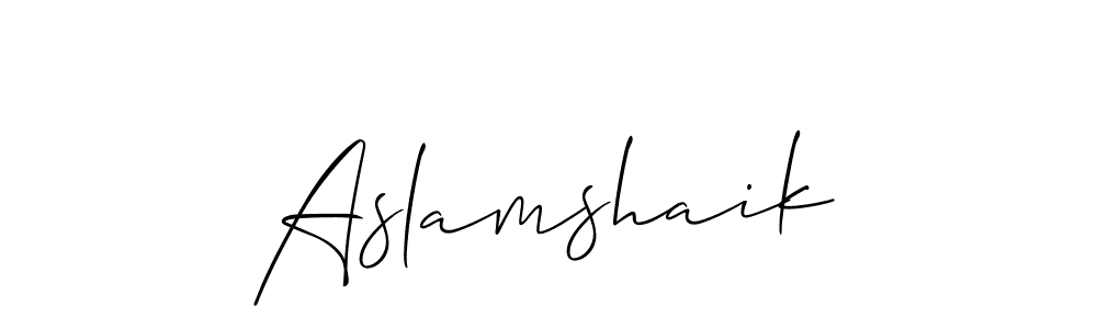 Make a short Aslamshaik signature style. Manage your documents anywhere anytime using Allison_Script. Create and add eSignatures, submit forms, share and send files easily. Aslamshaik signature style 2 images and pictures png
