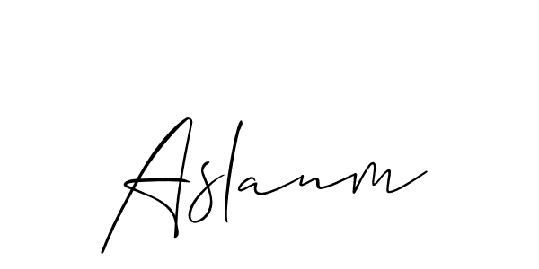 Use a signature maker to create a handwritten signature online. With this signature software, you can design (Allison_Script) your own signature for name Aslanm. Aslanm signature style 2 images and pictures png