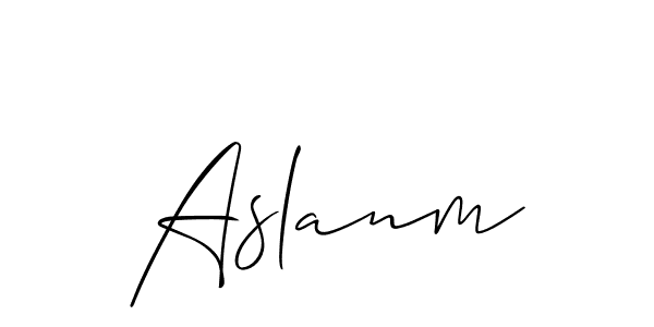 Use a signature maker to create a handwritten signature online. With this signature software, you can design (Allison_Script) your own signature for name Aslanm. Aslanm signature style 2 images and pictures png