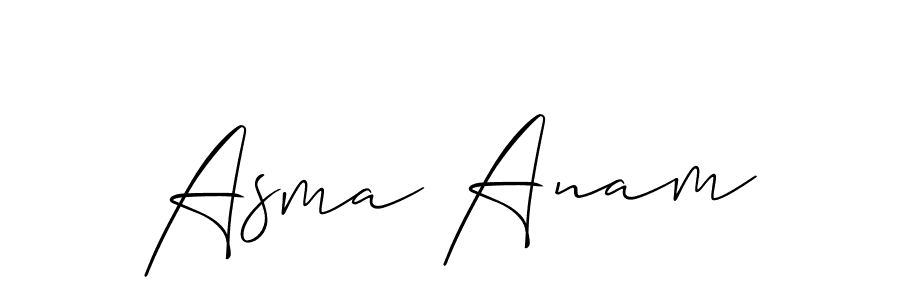 Design your own signature with our free online signature maker. With this signature software, you can create a handwritten (Allison_Script) signature for name Asma Anam. Asma Anam signature style 2 images and pictures png