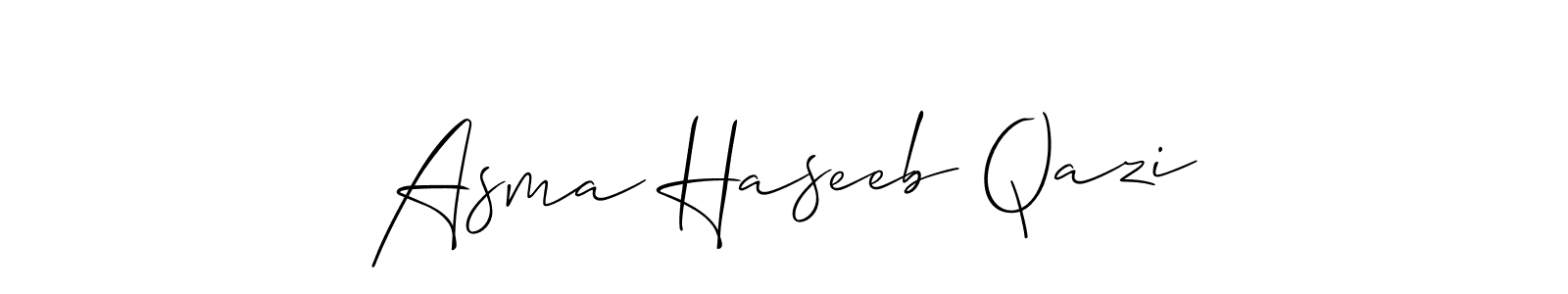 Create a beautiful signature design for name Asma Haseeb Qazi. With this signature (Allison_Script) fonts, you can make a handwritten signature for free. Asma Haseeb Qazi signature style 2 images and pictures png