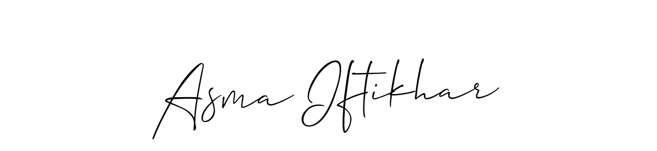 How to make Asma Iftikhar signature? Allison_Script is a professional autograph style. Create handwritten signature for Asma Iftikhar name. Asma Iftikhar signature style 2 images and pictures png