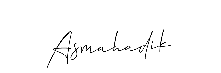 You can use this online signature creator to create a handwritten signature for the name Asmahadik. This is the best online autograph maker. Asmahadik signature style 2 images and pictures png