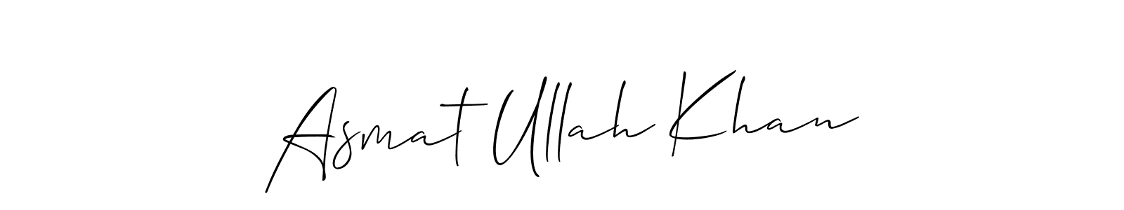 if you are searching for the best signature style for your name Asmat Ullah Khan. so please give up your signature search. here we have designed multiple signature styles  using Allison_Script. Asmat Ullah Khan signature style 2 images and pictures png