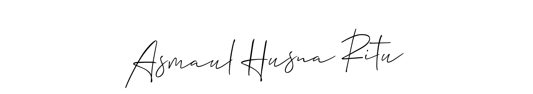 You can use this online signature creator to create a handwritten signature for the name Asmaul Husna Ritu. This is the best online autograph maker. Asmaul Husna Ritu signature style 2 images and pictures png