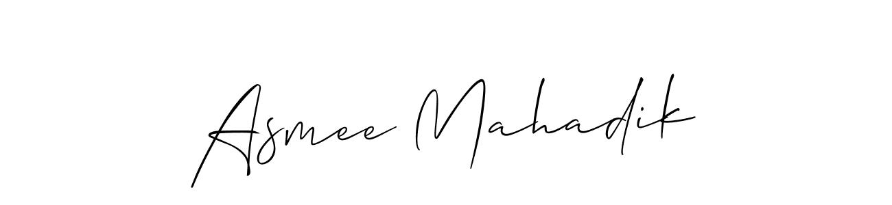 Make a short Asmee Mahadik signature style. Manage your documents anywhere anytime using Allison_Script. Create and add eSignatures, submit forms, share and send files easily. Asmee Mahadik signature style 2 images and pictures png