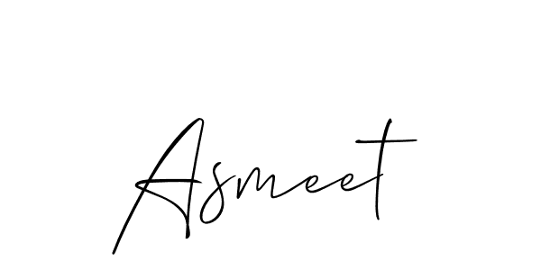 Use a signature maker to create a handwritten signature online. With this signature software, you can design (Allison_Script) your own signature for name Asmeet. Asmeet signature style 2 images and pictures png