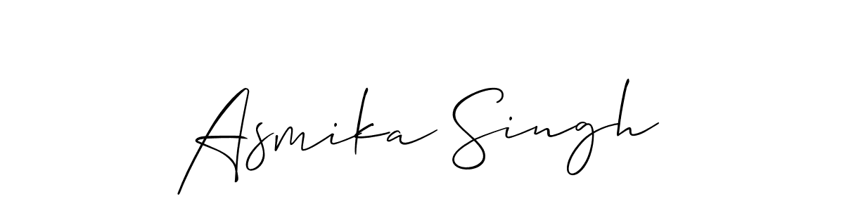 Similarly Allison_Script is the best handwritten signature design. Signature creator online .You can use it as an online autograph creator for name Asmika Singh. Asmika Singh signature style 2 images and pictures png