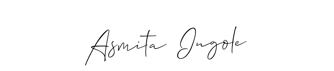 Allison_Script is a professional signature style that is perfect for those who want to add a touch of class to their signature. It is also a great choice for those who want to make their signature more unique. Get Asmita  Ingole name to fancy signature for free. Asmita  Ingole signature style 2 images and pictures png