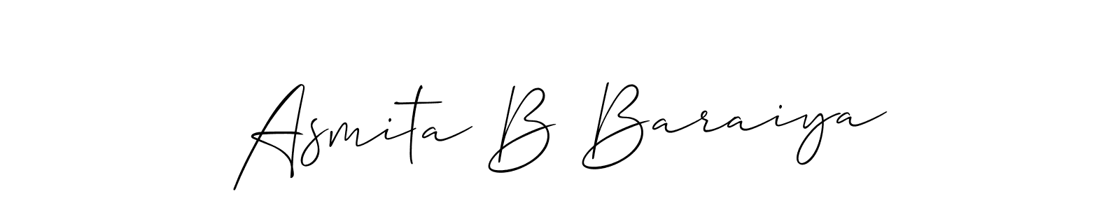 You should practise on your own different ways (Allison_Script) to write your name (Asmita B Baraiya) in signature. don't let someone else do it for you. Asmita B Baraiya signature style 2 images and pictures png