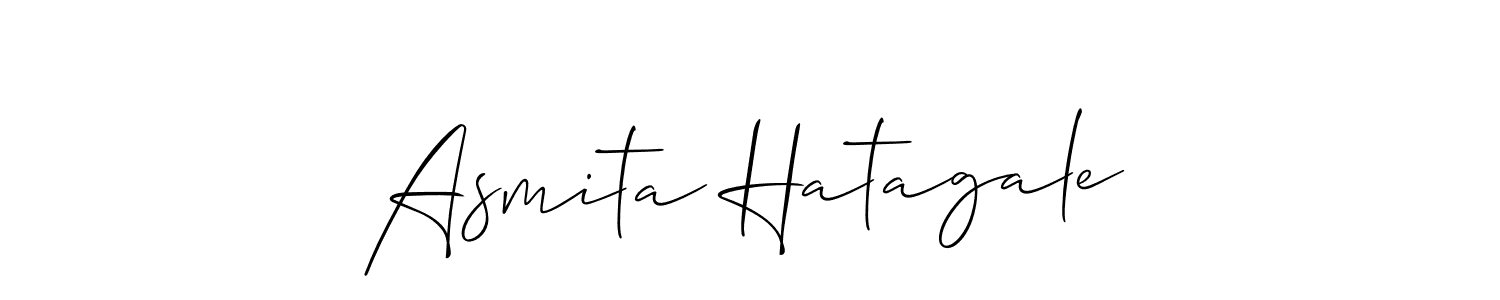 The best way (Allison_Script) to make a short signature is to pick only two or three words in your name. The name Asmita Hatagale include a total of six letters. For converting this name. Asmita Hatagale signature style 2 images and pictures png