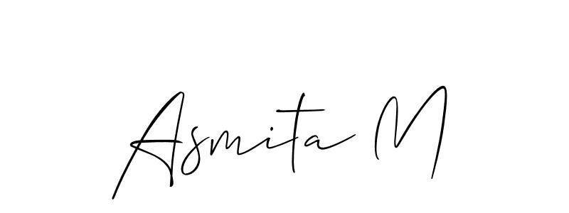 How to make Asmita M signature? Allison_Script is a professional autograph style. Create handwritten signature for Asmita M name. Asmita M signature style 2 images and pictures png