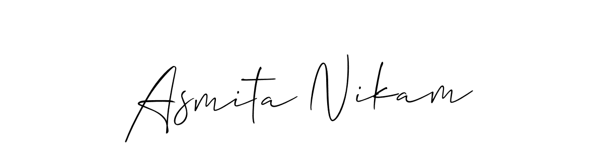 This is the best signature style for the Asmita Nikam name. Also you like these signature font (Allison_Script). Mix name signature. Asmita Nikam signature style 2 images and pictures png