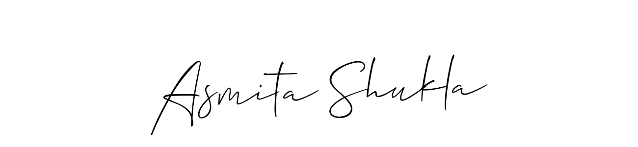 The best way (Allison_Script) to make a short signature is to pick only two or three words in your name. The name Asmita Shukla include a total of six letters. For converting this name. Asmita Shukla signature style 2 images and pictures png