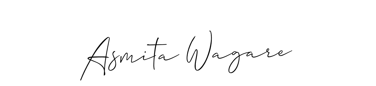 Allison_Script is a professional signature style that is perfect for those who want to add a touch of class to their signature. It is also a great choice for those who want to make their signature more unique. Get Asmita Wagare name to fancy signature for free. Asmita Wagare signature style 2 images and pictures png