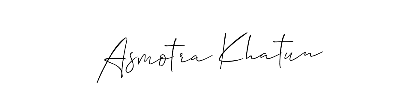 Use a signature maker to create a handwritten signature online. With this signature software, you can design (Allison_Script) your own signature for name Asmotra Khatun. Asmotra Khatun signature style 2 images and pictures png