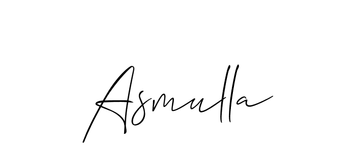 The best way (Allison_Script) to make a short signature is to pick only two or three words in your name. The name Asmulla include a total of six letters. For converting this name. Asmulla signature style 2 images and pictures png