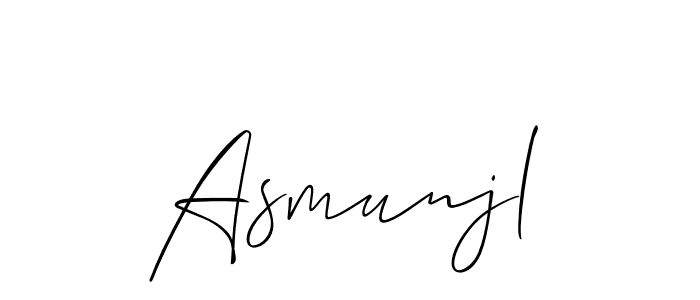 if you are searching for the best signature style for your name Asmunjl. so please give up your signature search. here we have designed multiple signature styles  using Allison_Script. Asmunjl signature style 2 images and pictures png