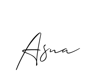 Make a beautiful signature design for name Asna. With this signature (Allison_Script) style, you can create a handwritten signature for free. Asna signature style 2 images and pictures png